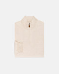 Light Tan Cotton-Cashmere Quarter-Zip Sweater