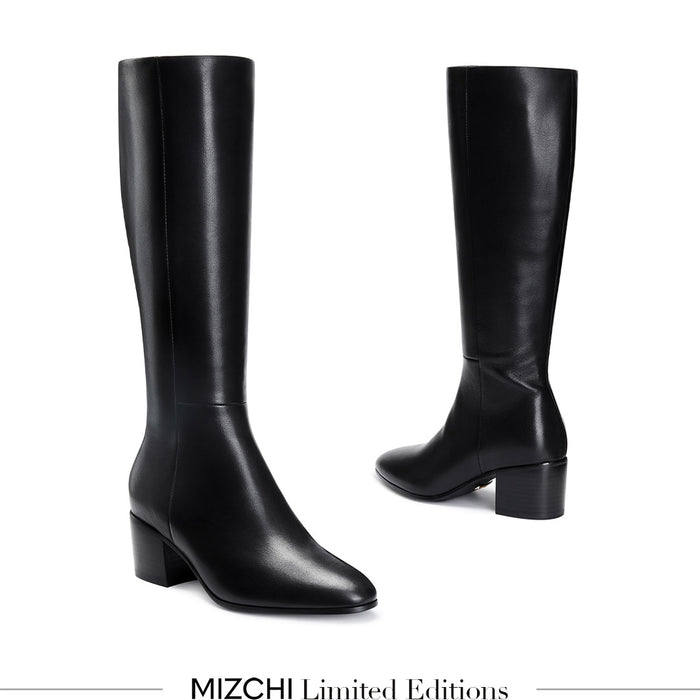 Lucca 50 Black - Leather Knee Boots