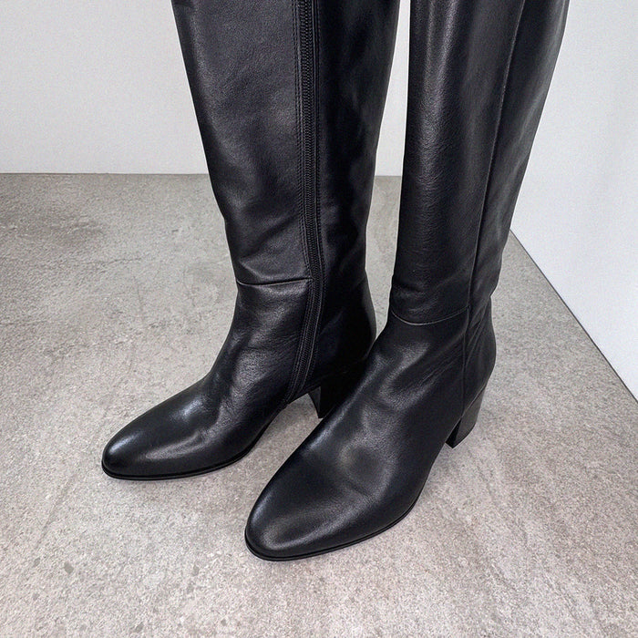 Lucca 50 Black - Leather Knee Boots