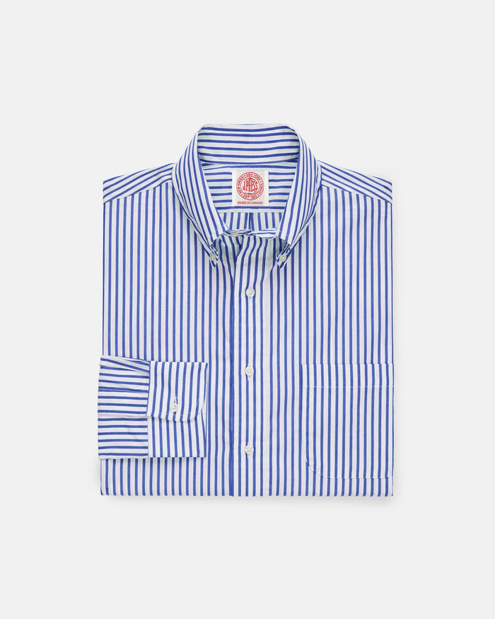 Made-in-Canada Blue Butcher Stripe Button Down Shirt
