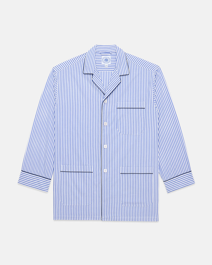 Made-in-Canada Blue Butcher Stripe Cotton Broadcloth Pajamas
