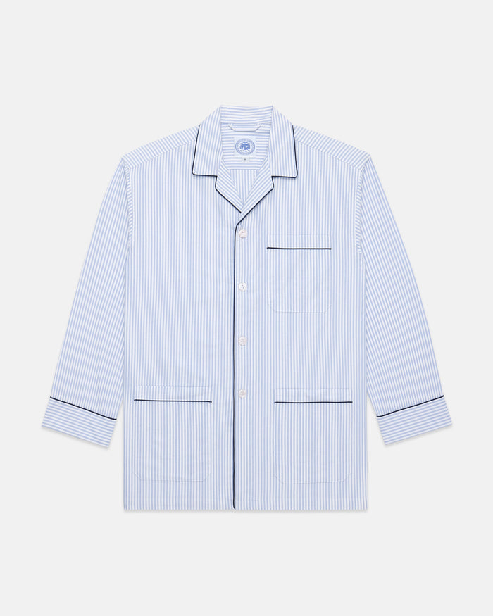 Made-in-Canada Blue University Stripe Cotton Oxford Cloth Pajamas