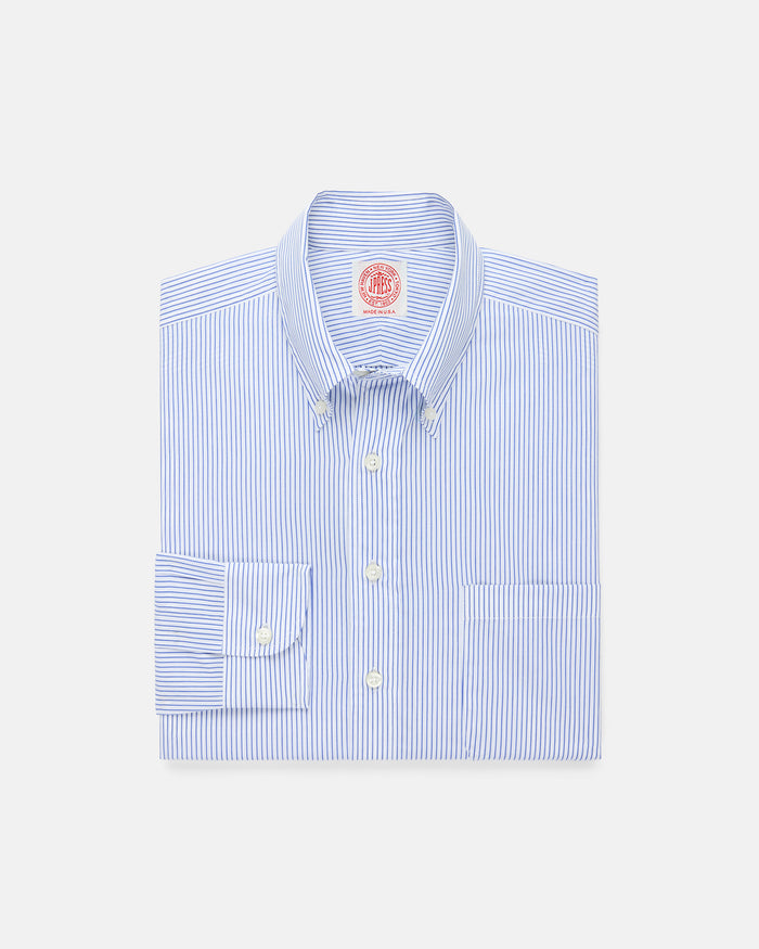 Made-in-Canada Dark Blue Pencil Stripe Button Down Shirt - Classic  Fit