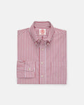 Made-in-Canada Dark Red Butcher Stripe Button Down Shirt