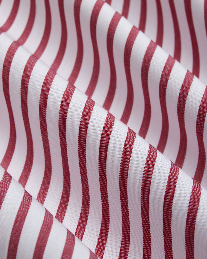 Made-in-Canada Dark Red Butcher Stripe Button Down Shirt