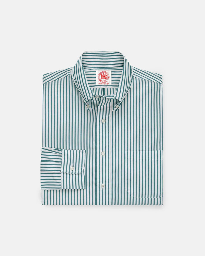 Made-in-Canada Hunter Green Butcher Stripe Button Down Shirt