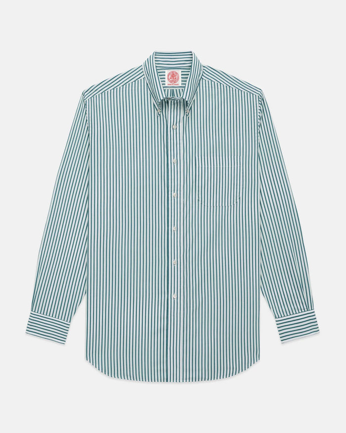 Made-in-Canada Hunter Green Butcher Stripe Button Down Shirt