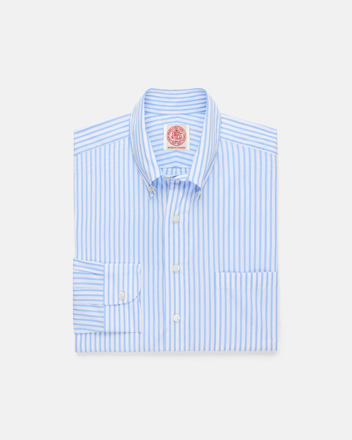 Made-in-Canada Light Blue Butcher Stripe Button Down Shirt