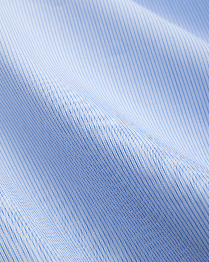 Made-in-Canada Light Blue Pinstripe Spread Collar Dress Shirt - Classic Fit