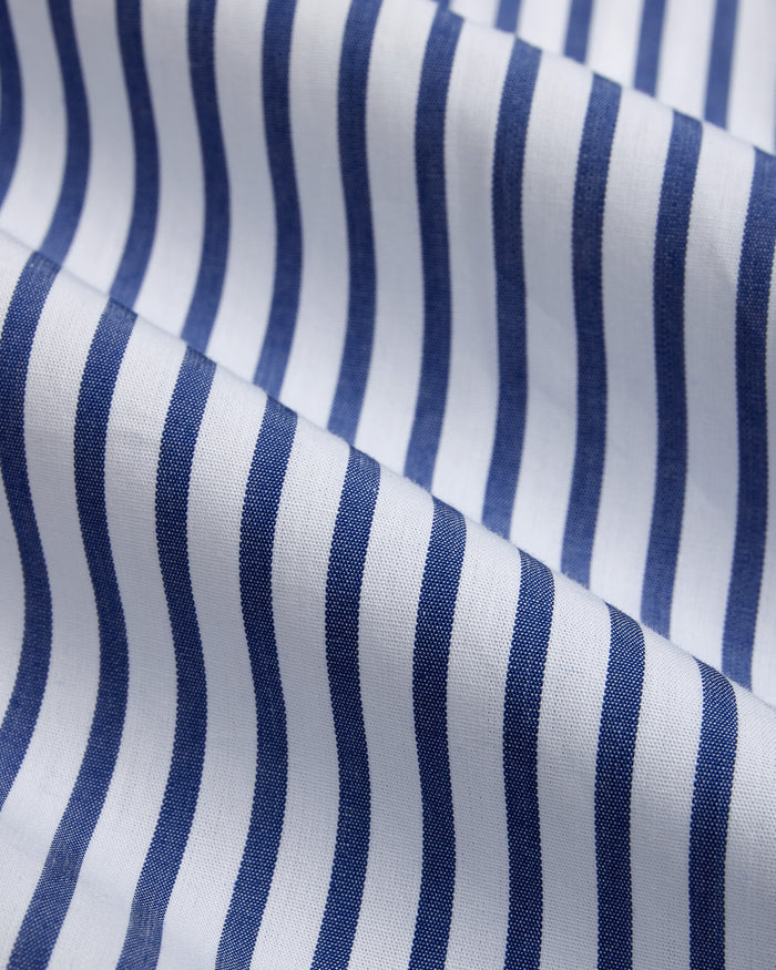 Made-in-Canada Navy Butcher Stripe Button Down Shirt