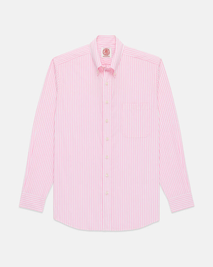Made-in-Canada Pink Butcher Stripe Button Down Shirt