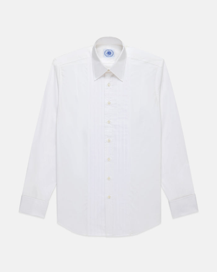 Made-in-Canada Pleated Front Straight Collar Formal Shirt