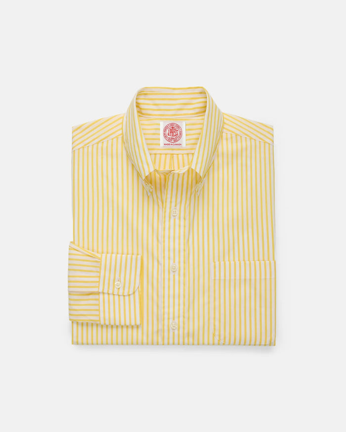 Made-in-Canada Yellow Butcher Stripe Button Down Shirt
