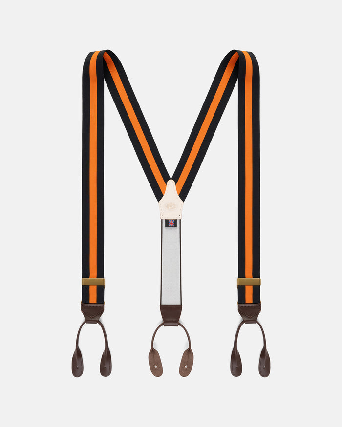 Made-in-England Black & Orange Striped Barathea Braces