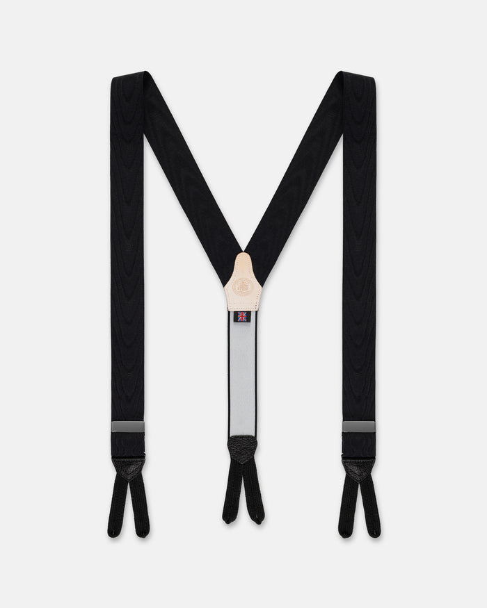 Made-in-England Black Silk Moire Braces