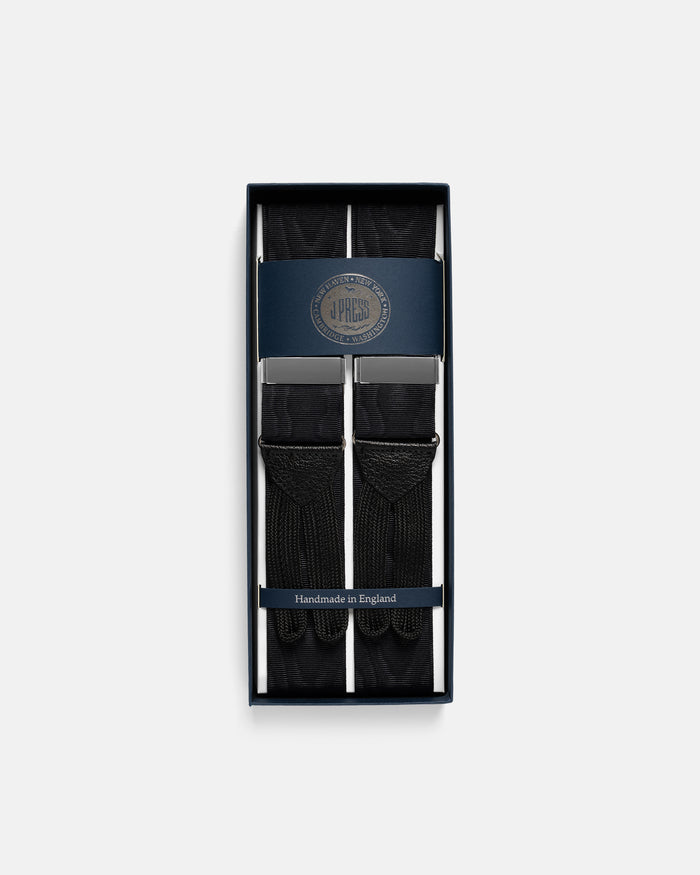 Made-in-England Black Silk Moire Braces