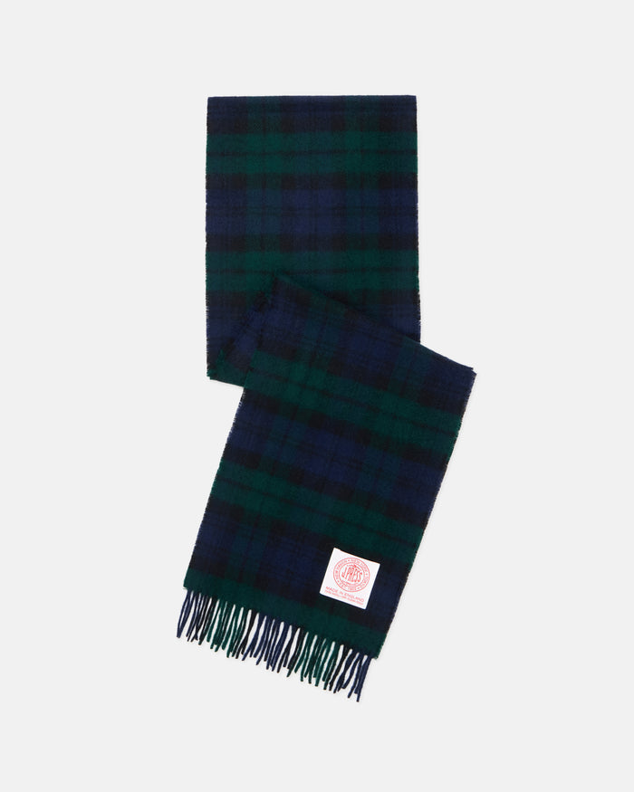 Made-in-England Black Watch Tartan Merino Wool Scarf