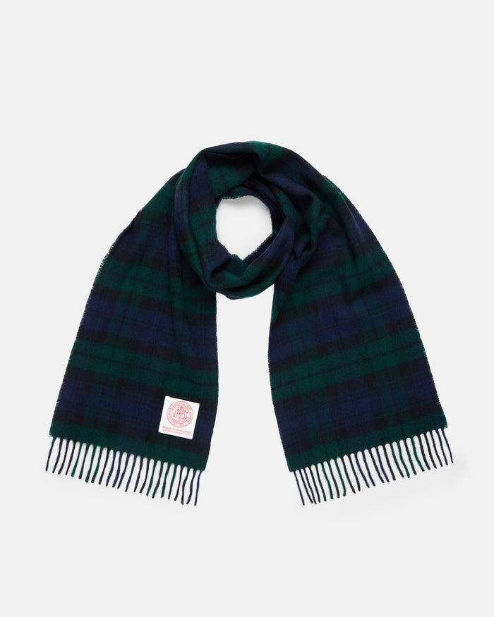Made-in-England Black Watch Tartan Merino Wool Scarf