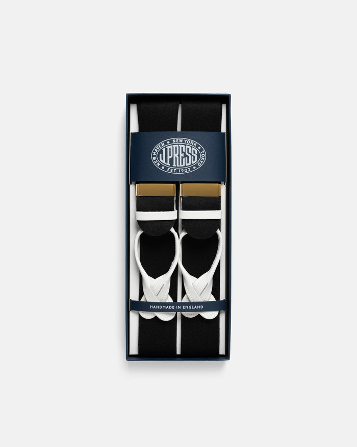 Made-in-England Black Wool Boxcloth Braces