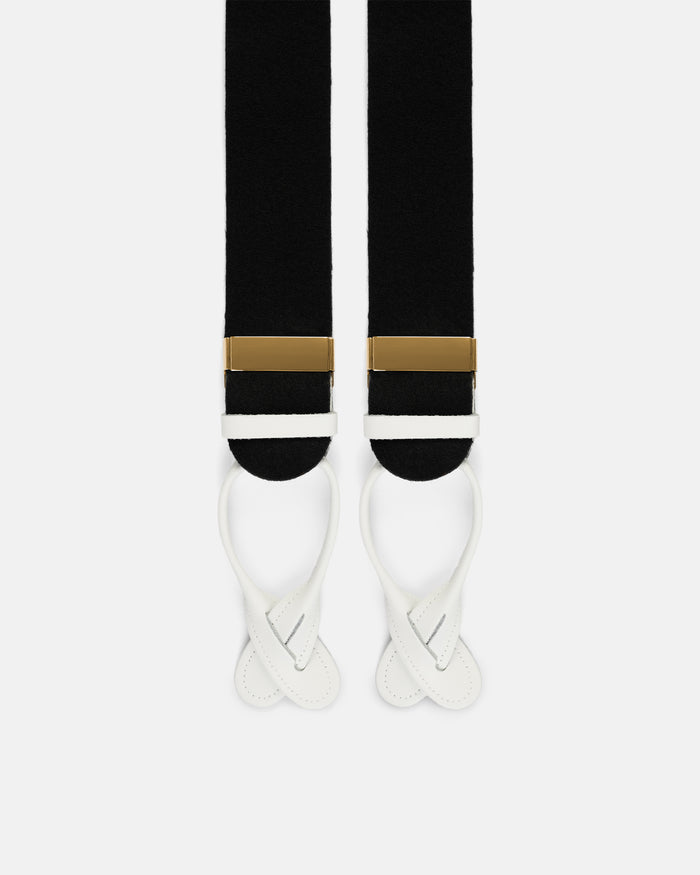 Made-in-England Black Wool Boxcloth Braces