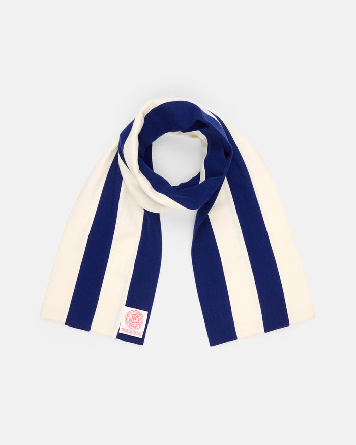 Made-in-England Blue & Ivory Wool Schoolboy Muffler