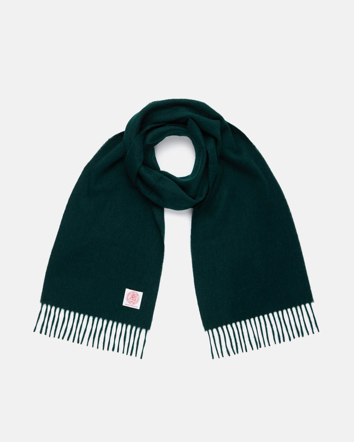 Made-in-England Bottle Green Merino Wool Scarf