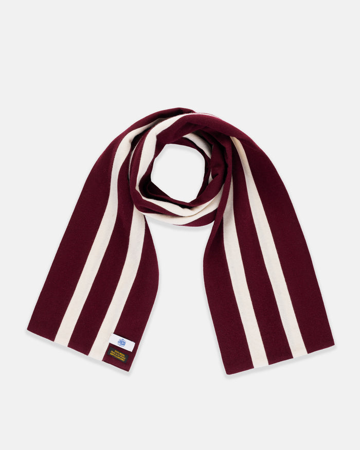 Made-in-England Crimson & Double White Wool Schoolboy Muffler