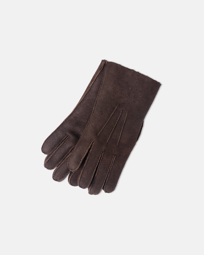Made-in-England Dark Brown Shearling Gloves