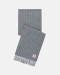 Made-in-England Grey Chalk Stripe Merino Wool Scarf