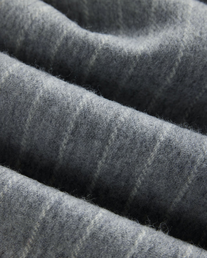 Made-in-England Grey Chalk Stripe Merino Wool Scarf