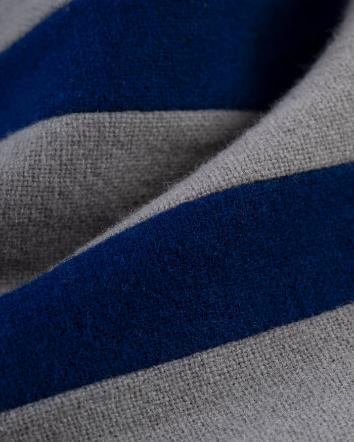 Made-in-England Grey & Double Blue Wool Schoolboy Muffler