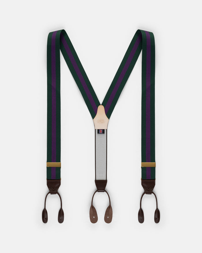 Made-in-England Hunter & Purple Striped Barathea Braces