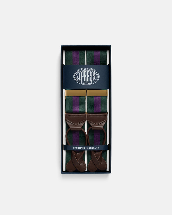 Made-in-England Hunter & Purple Striped Barathea Braces