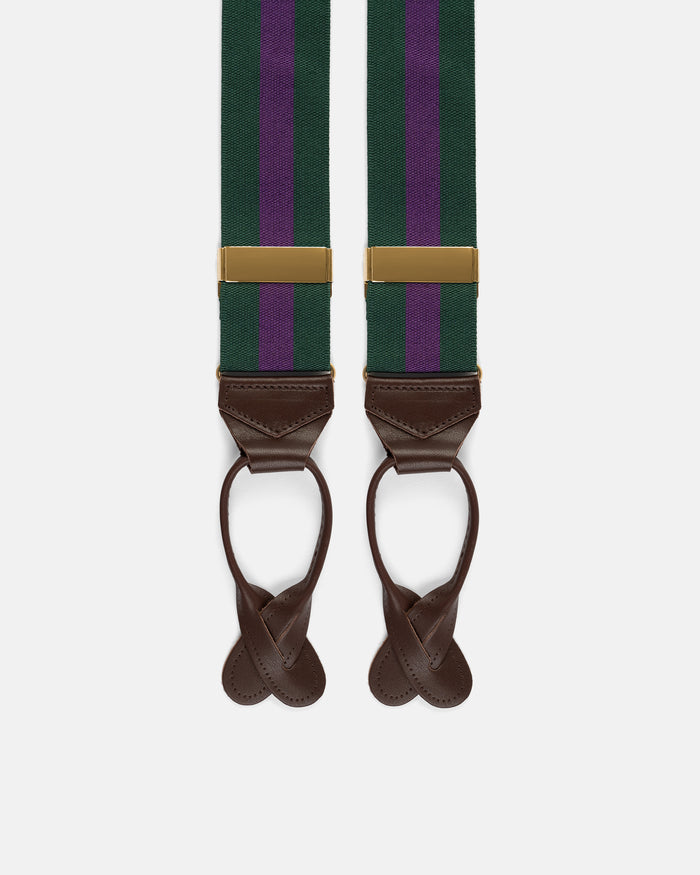 Made-in-England Hunter & Purple Striped Barathea Braces