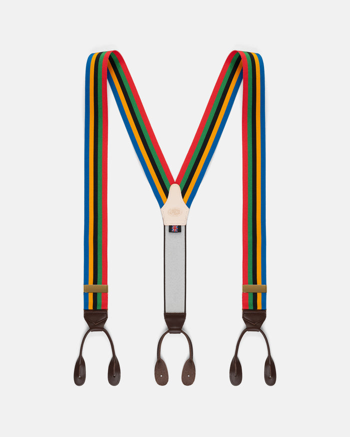 Made-in-England Multi-Colored Striped Barathea Braces