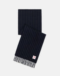 Made-in-England Navy Chalk Stripe Merino Wool Scarf