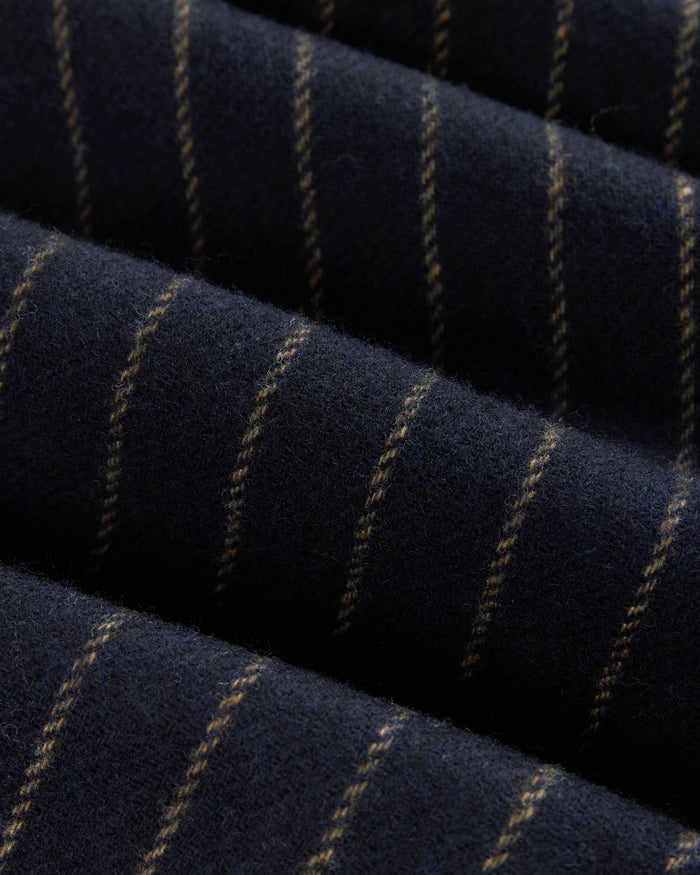 Made-in-England Navy Chalk Stripe Merino Wool Scarf
