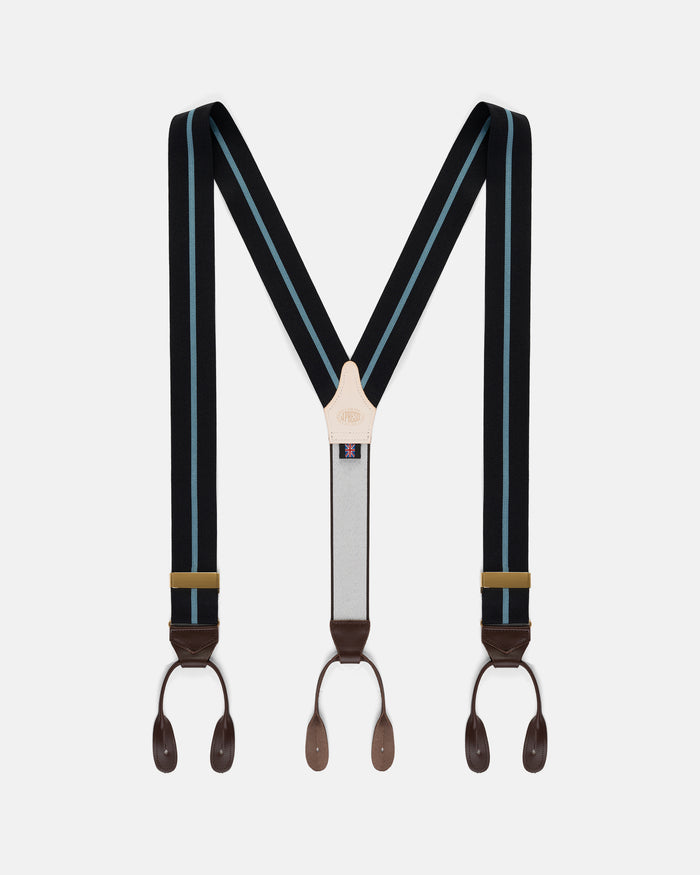 Made-in-England Navy & Light Blue Striped Barathea Braces