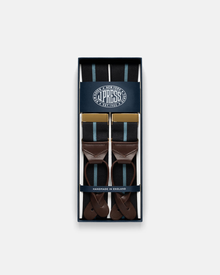 Made-in-England Navy & Light Blue Striped Barathea Braces