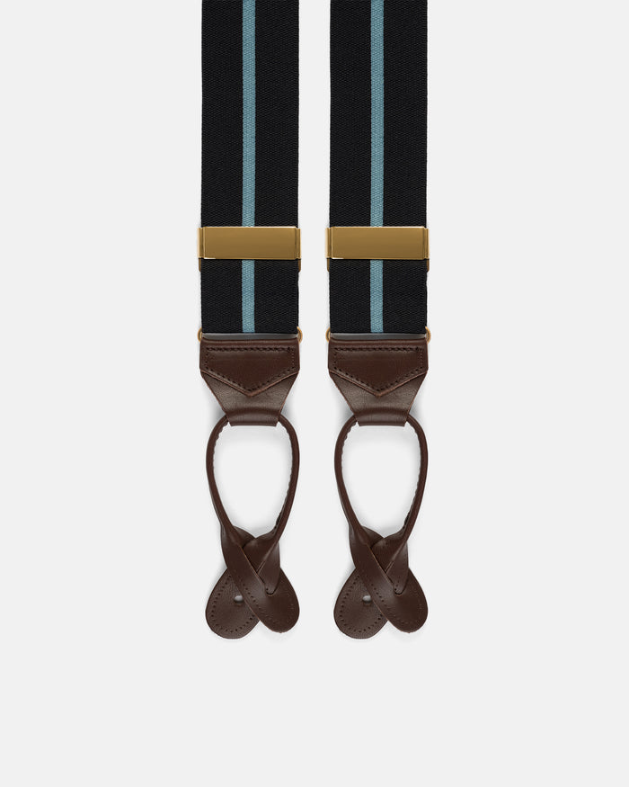 Made-in-England Navy & Light Blue Striped Barathea Braces