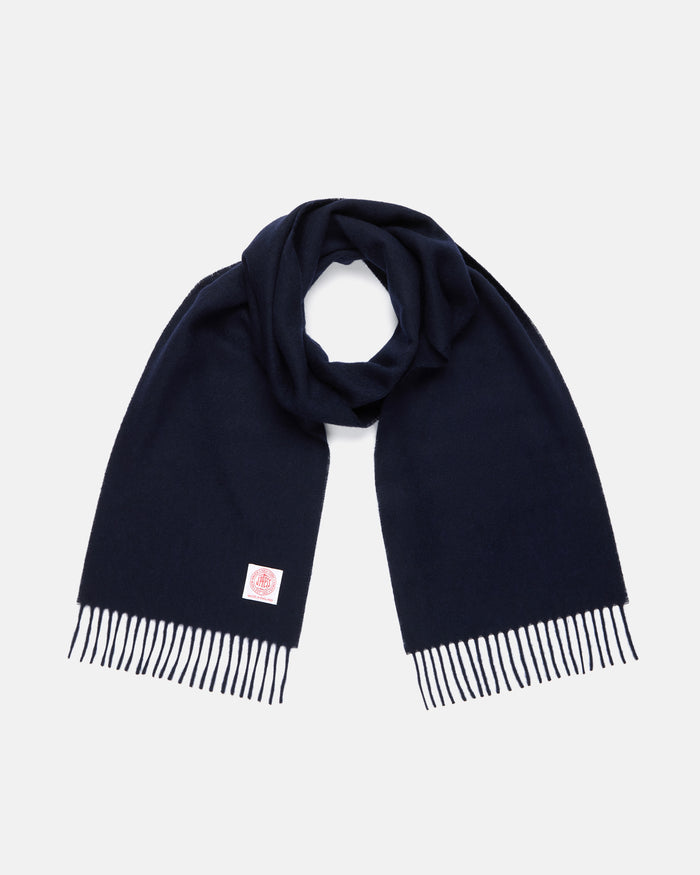 Made-in-England Navy Merino Wool Scarf
