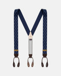 Made-in-England Navy Polka Dot Jacquard Ribbon Braces