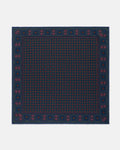 Made-in-England Navy Printed Squares Silk Pocket Square