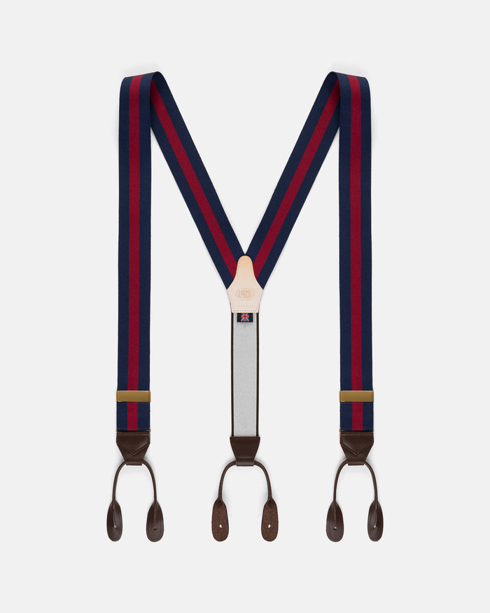 Made-in-England Navy & Red Striped Barathea Braces