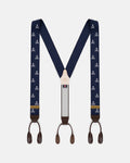 Made-in-England Navy Skull & Bones Jacquard Ribbon Braces