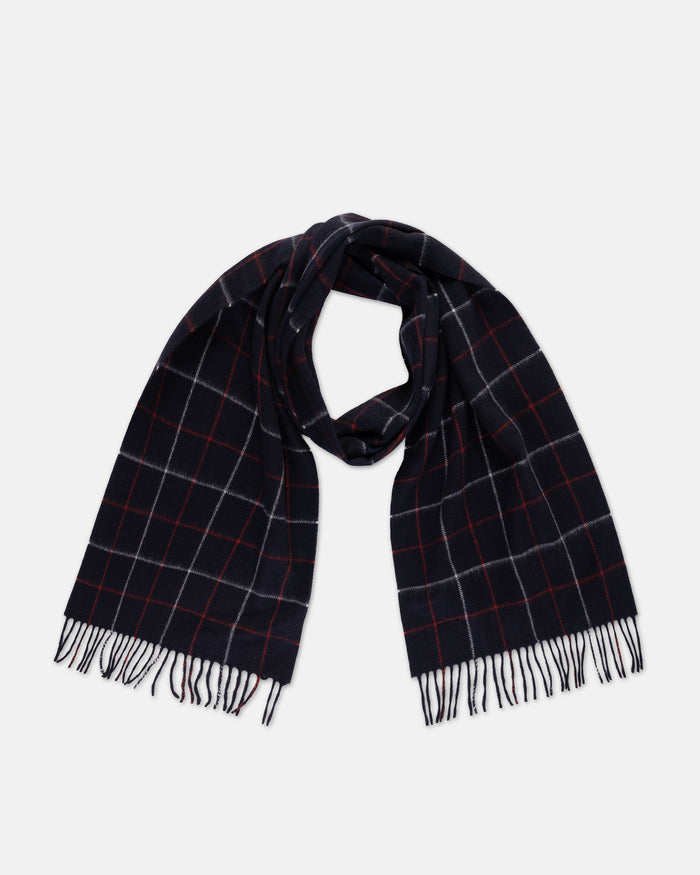 Made-in-England Navy Tattersall Cashmere Muffler
