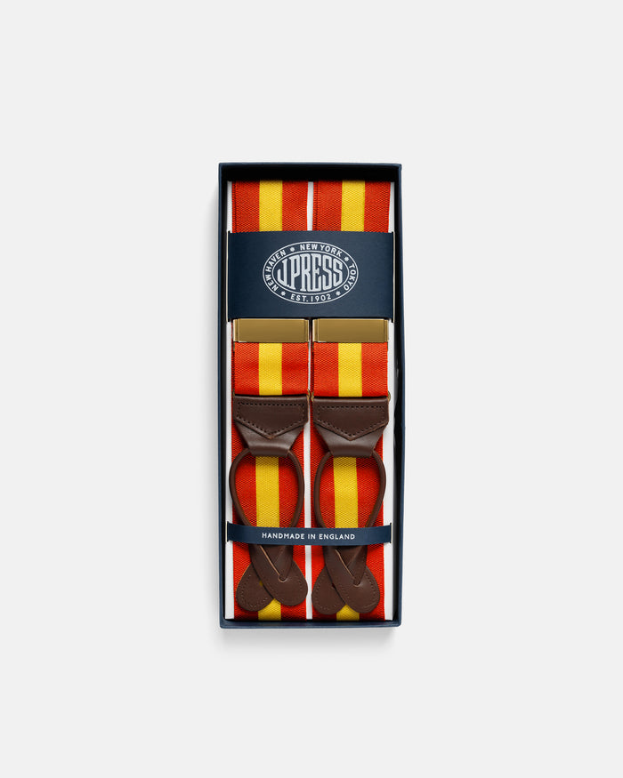 Made-in-England Orange & Yellow Striped Barathea Braces