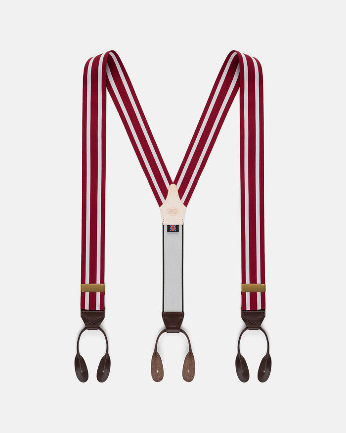 Made-in-England Red & White Striped Barathea Braces