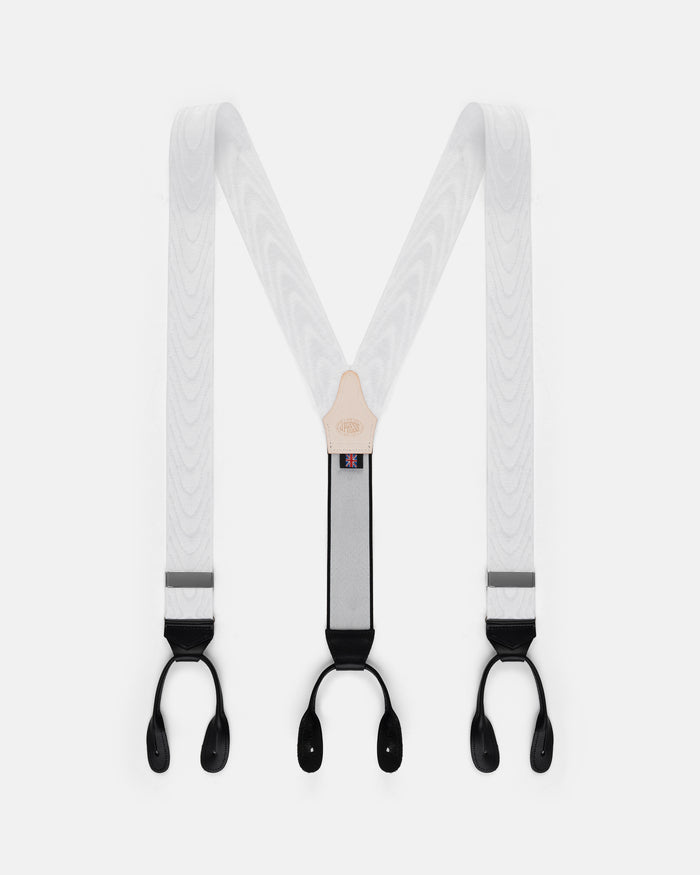 Made-in-England White Silk Moire Braces