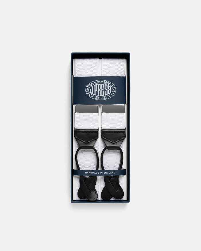 Made-in-England White Silk Moire Braces